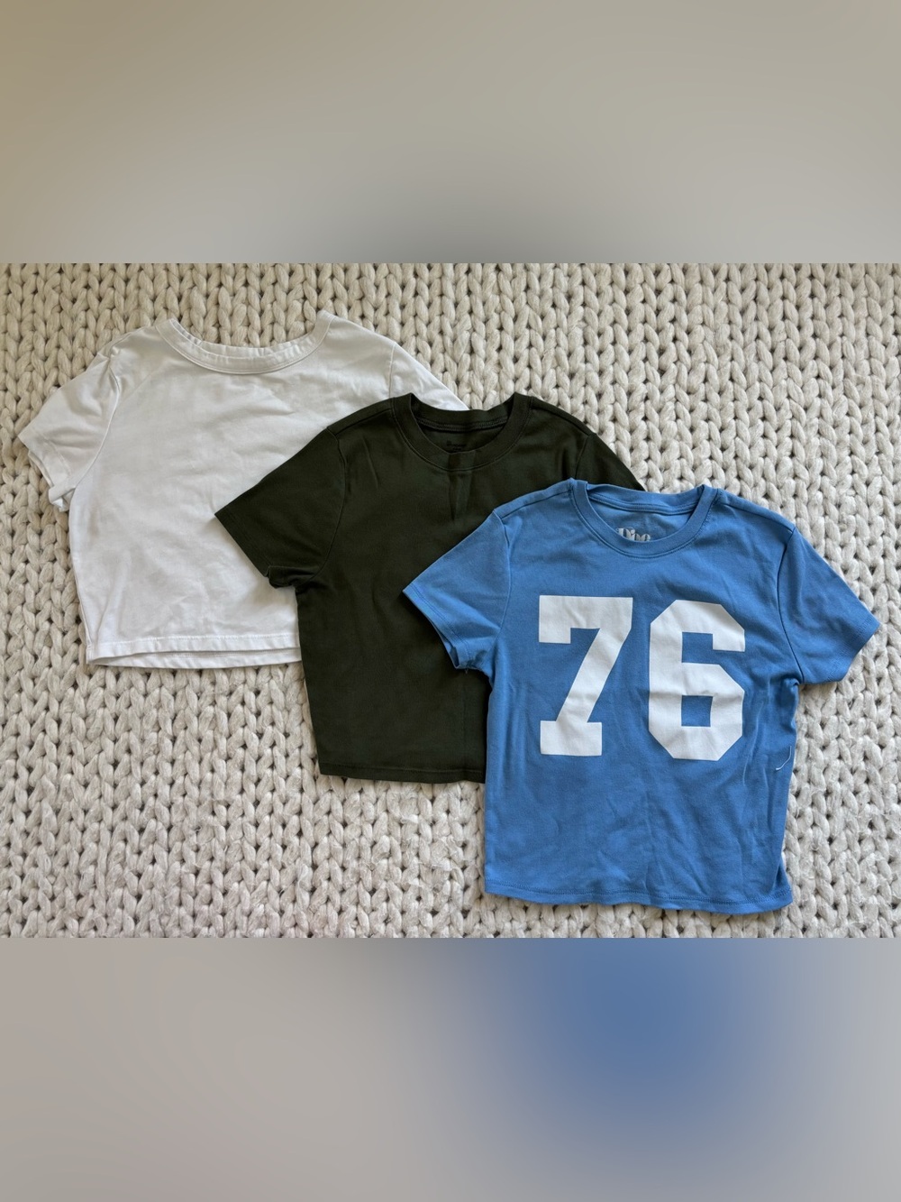 Women’s Cropped Short Sleeve Tee - White, Olive, Blue